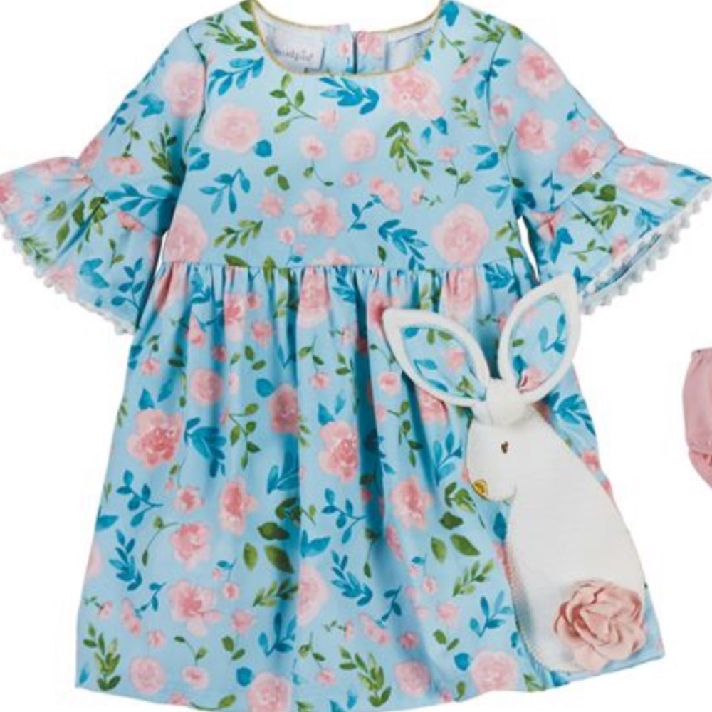 New Mud Pie floral Easter bunny🐰 rabbit 🐇 dress - Picture 1 of 7